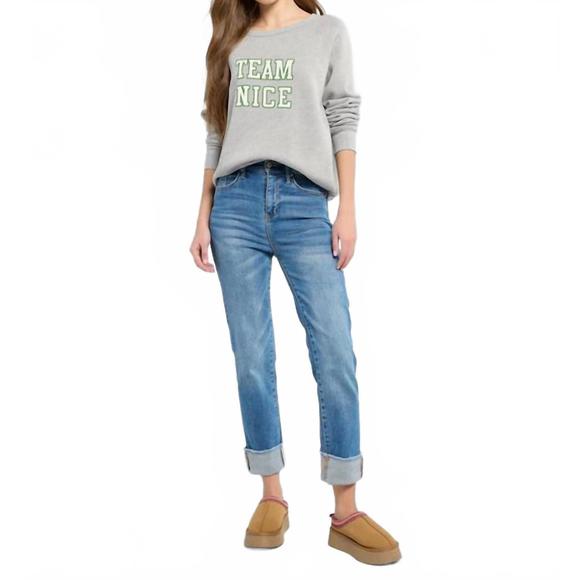 NEW PROJECT SOCIAL T team naughty/nice reversible sweatshirt in heather grey - Picture 1 of 4